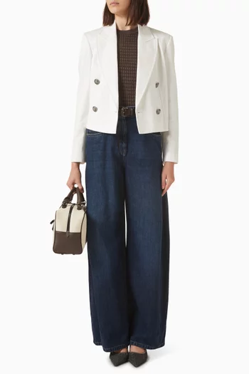 جاكيت بصفي أزرار مزيج قطن