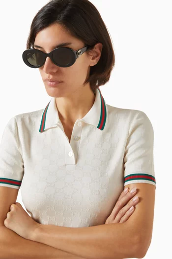 نظارة شمسية بإطار بيضاوي أسيتات