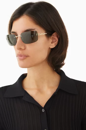 نظارة شمسية بتصميم مستطيل معدن
