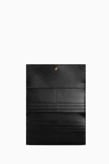Piccolo Long Wallet with Flap in Intrecciato Leather