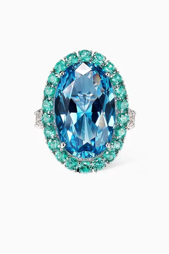 Ocean Paraiba Candy Crush Ring in Rhodium Vermeil