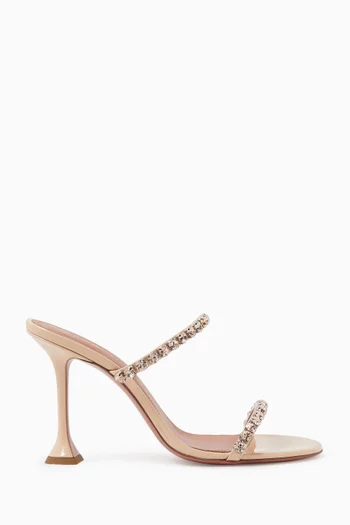 Gigi Embellished 95 Slipper Sandals in Patent Leather