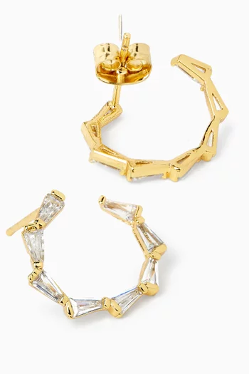 Baguette CZ Hoops in Gold-plated Brass