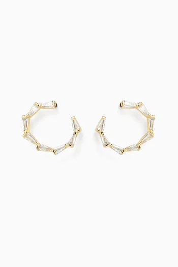 Baguette CZ Hoops in Gold-plated Brass