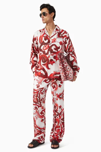 Majolica-print Vanity Shirt in Silk Twill