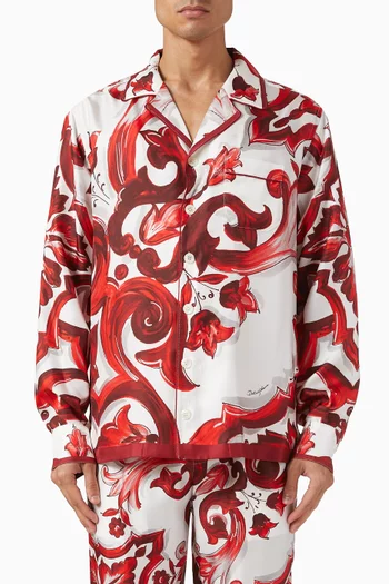 Majolica-print Vanity Shirt in Silk Twill