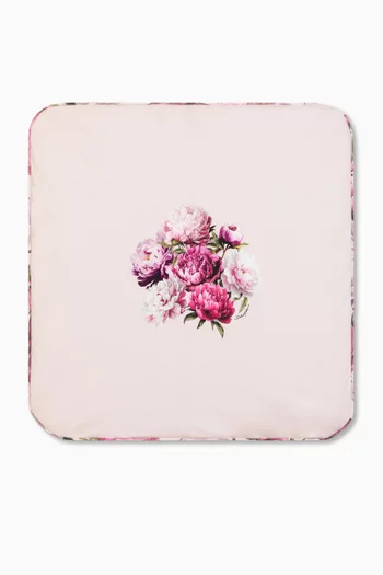 Peony-print Blanket in Cotton