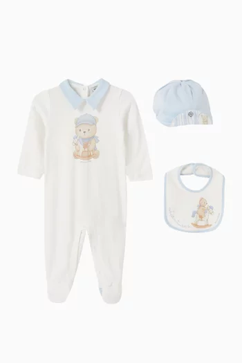 Teddy Print Sleepsuit Gift Set