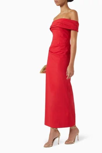 Campbell Off Shoulder Fitted Maxi Dress