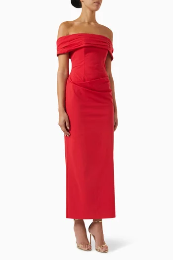 Campbell Off Shoulder Fitted Maxi Dress