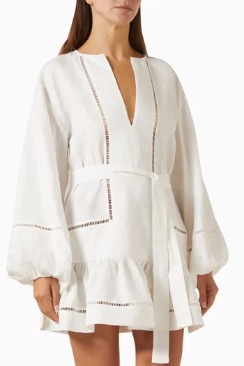 Tommy Balloon Mini Dress in Linen