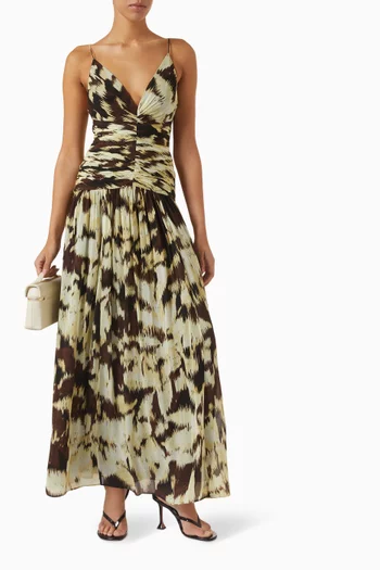 Benny Plunged Gathered Maxi Dress