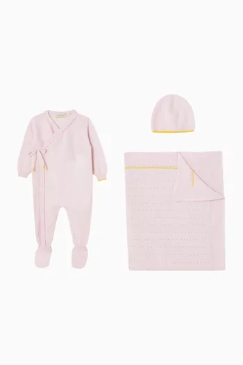 Romper, Blanket & Beanie Gift Set in Cashmere