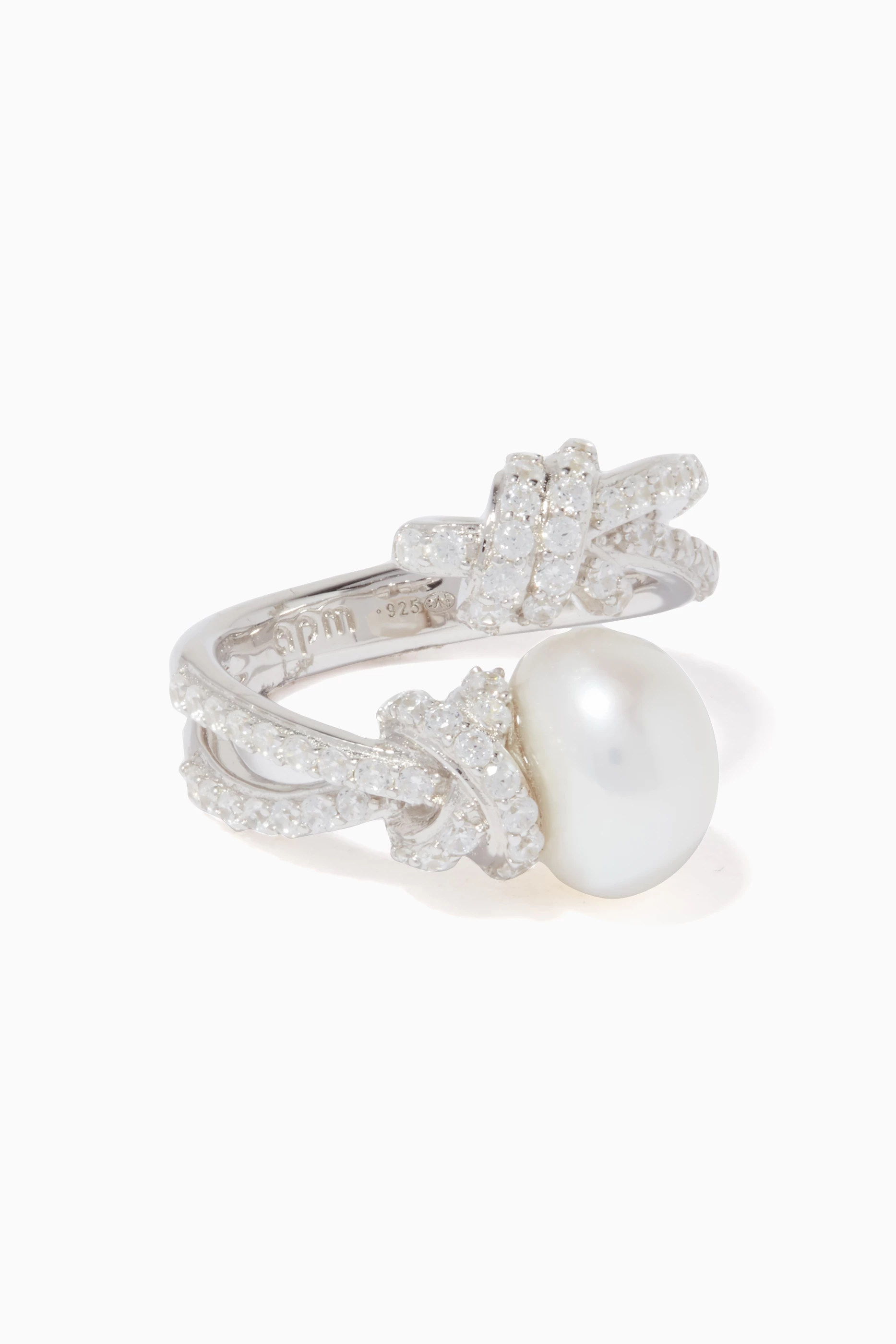 Buy APM Monaco Silver Silver Pearl Open Ring for Women in Qatar