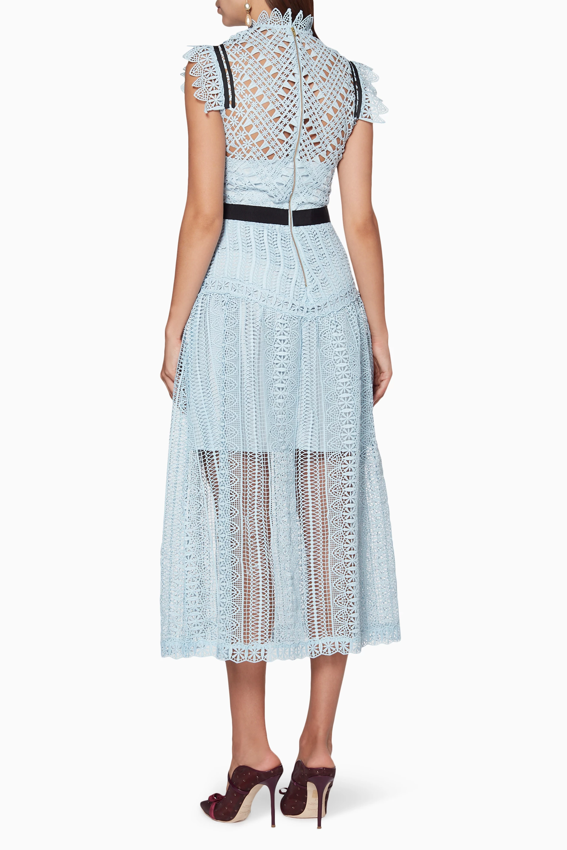 Self portrait abstract triangle lace on sale dress