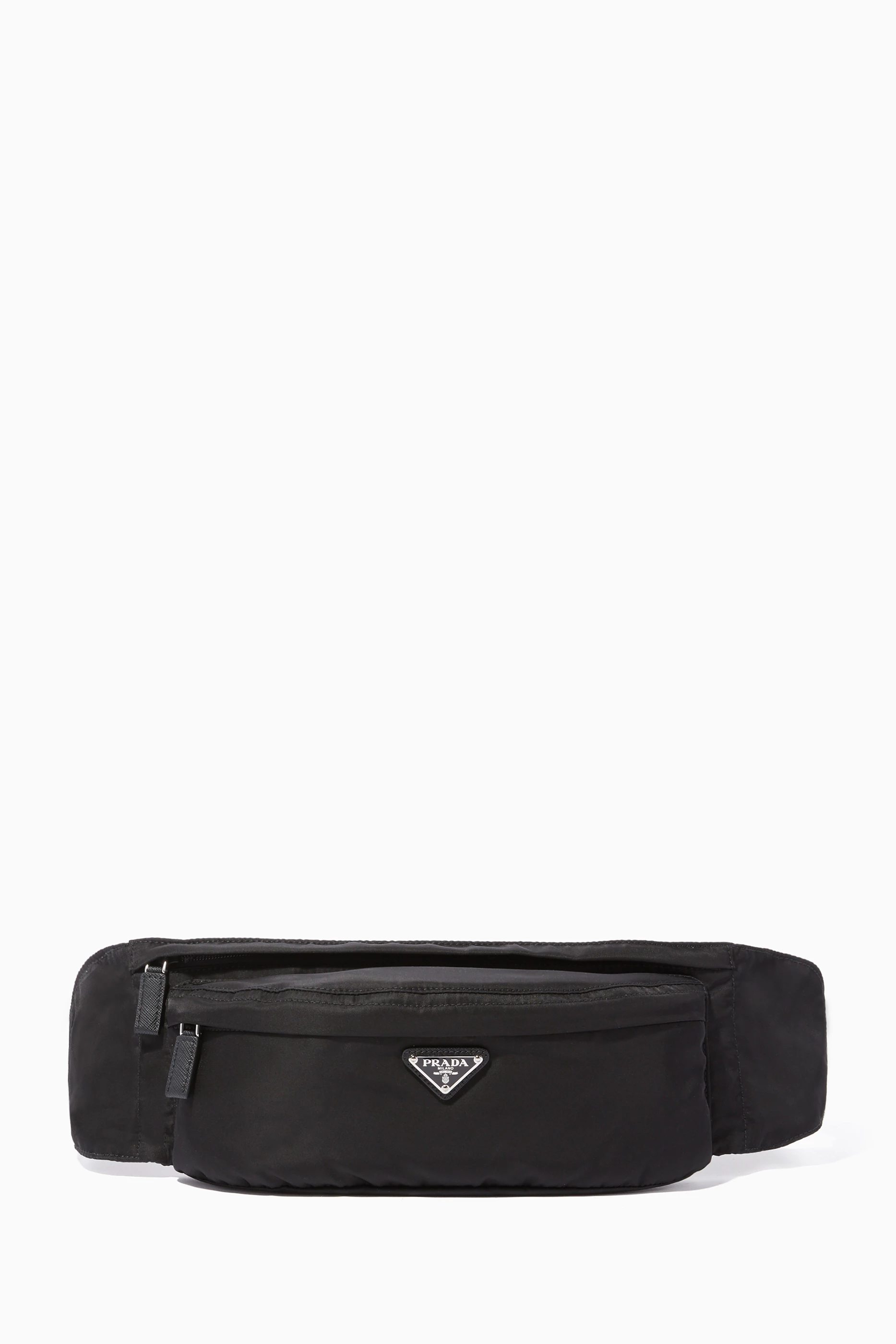 Shop Prada Black Black Double-Zip Belt Bag for MEN | Ounass Qatar