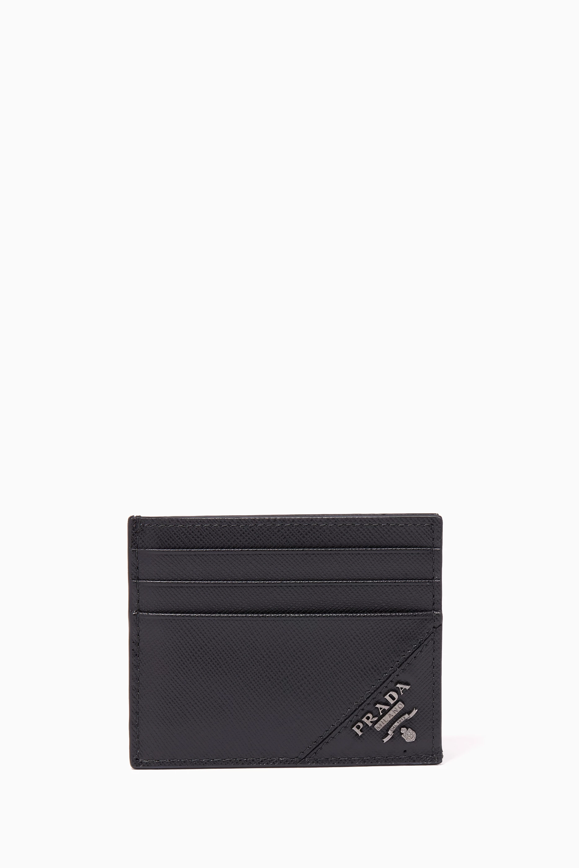 Shop Prada Black Black Cartilio Logo Saffiano Leather Card Holder for MEN |  Ounass Qatar