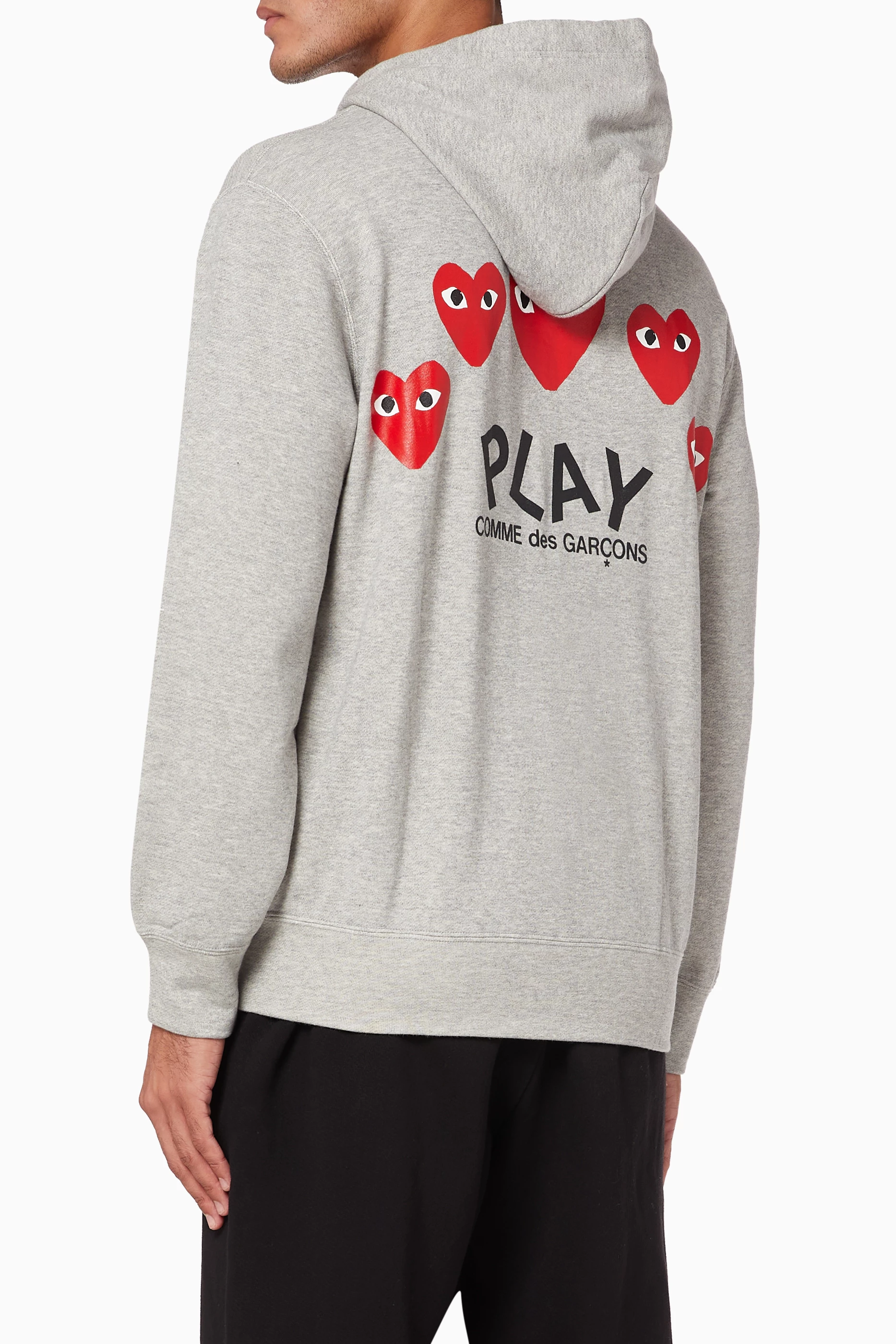 Buy Comme des Gar ons PLAY Grey Logo Appliqu Cotton Hooded
