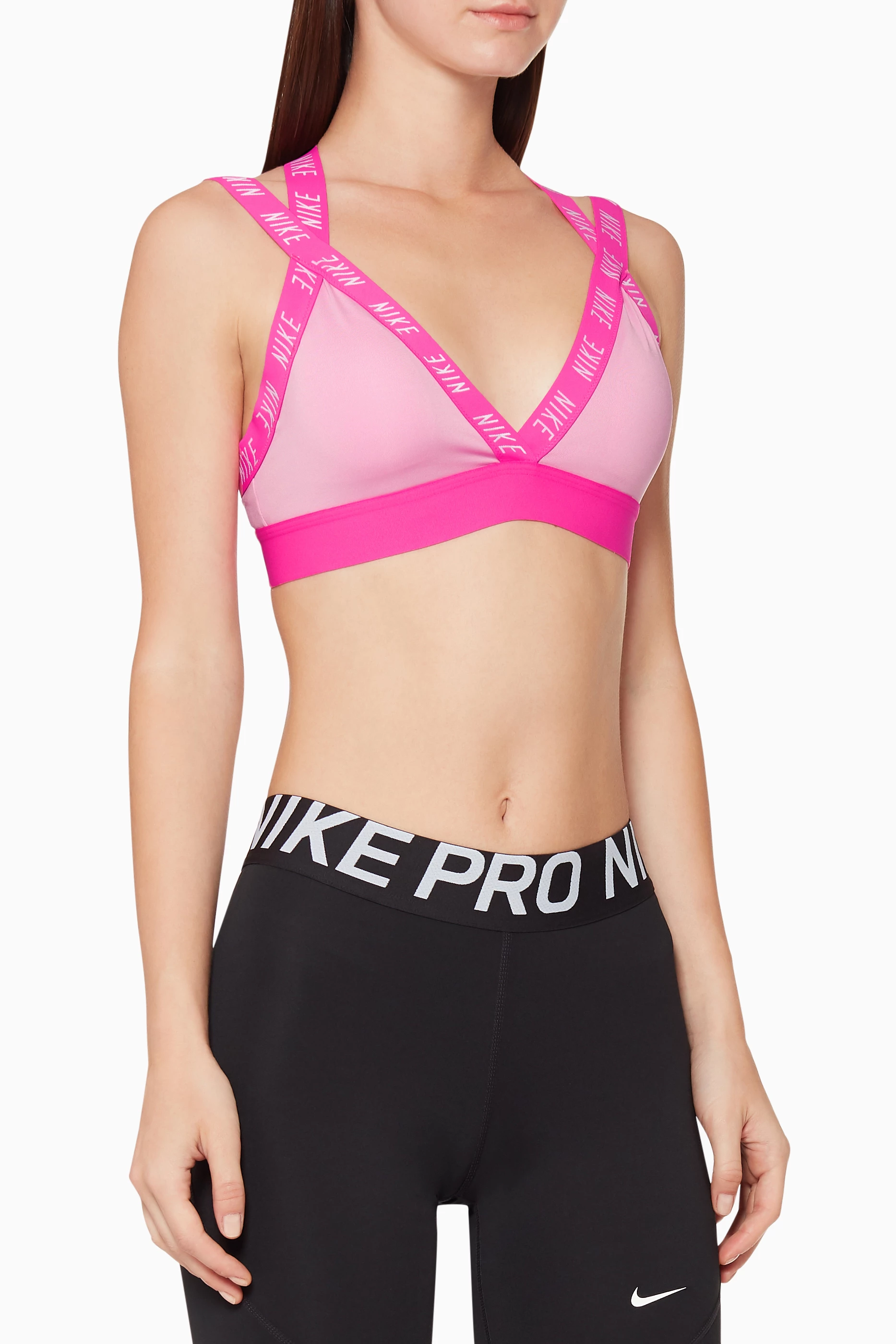Buy Nike Pink Indy Logo Strap Sports Bra for Women in Qatar Ounass