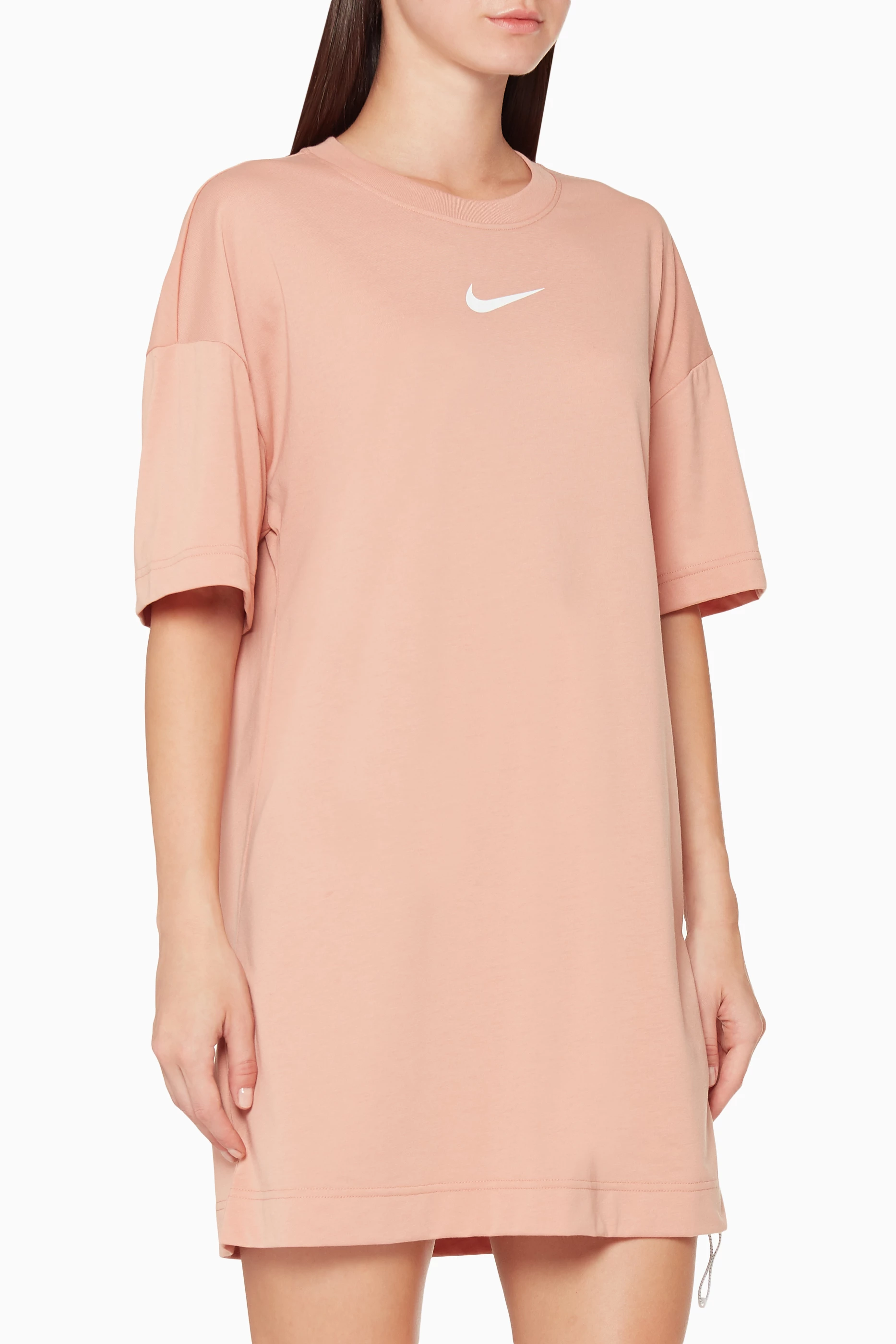 Buy Nike Pink Logo Print T Shirt Dress for Women in Qatar Ounass