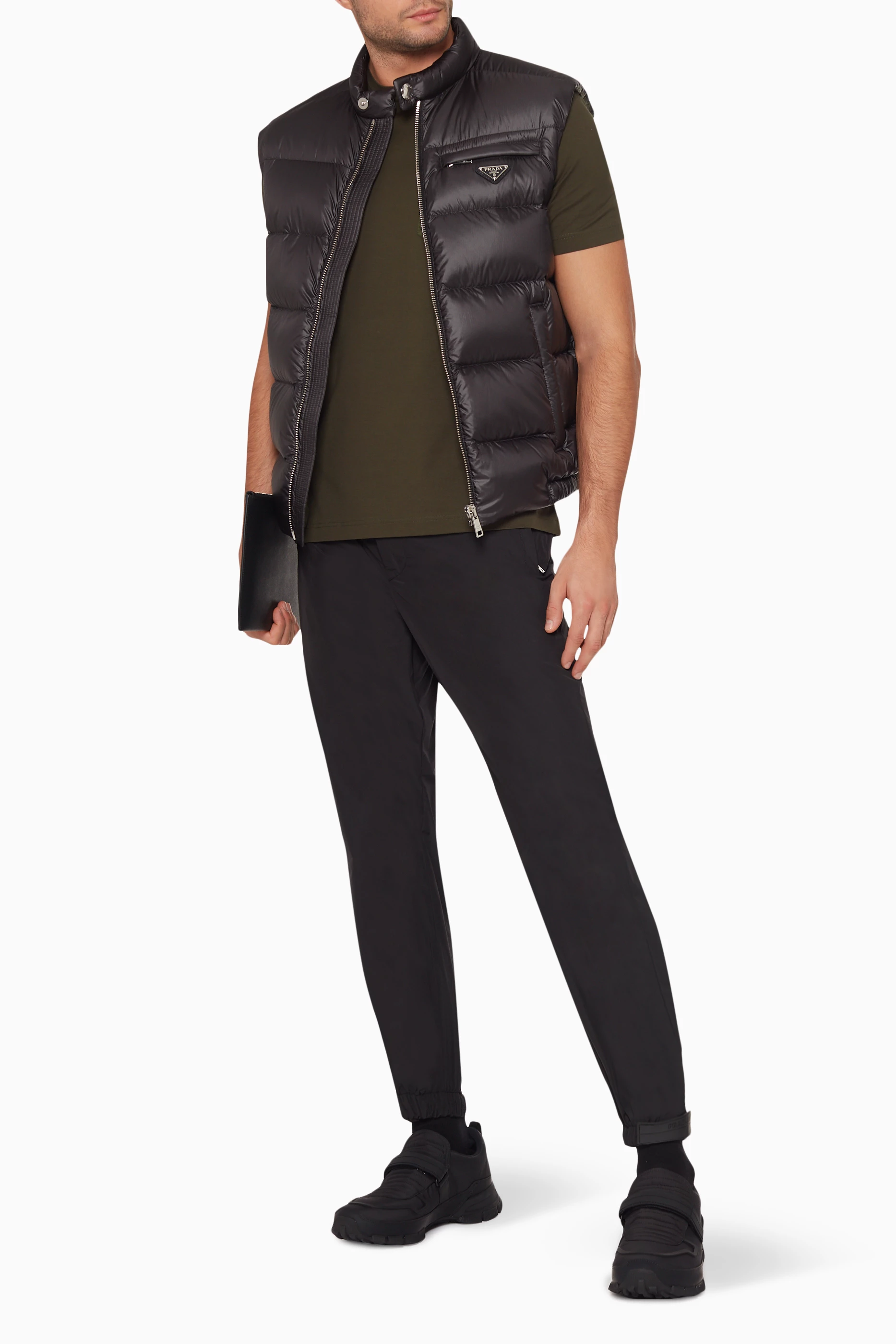 Shop Prada Black Zipped Puffer Vest for MEN | Ounass Qatar