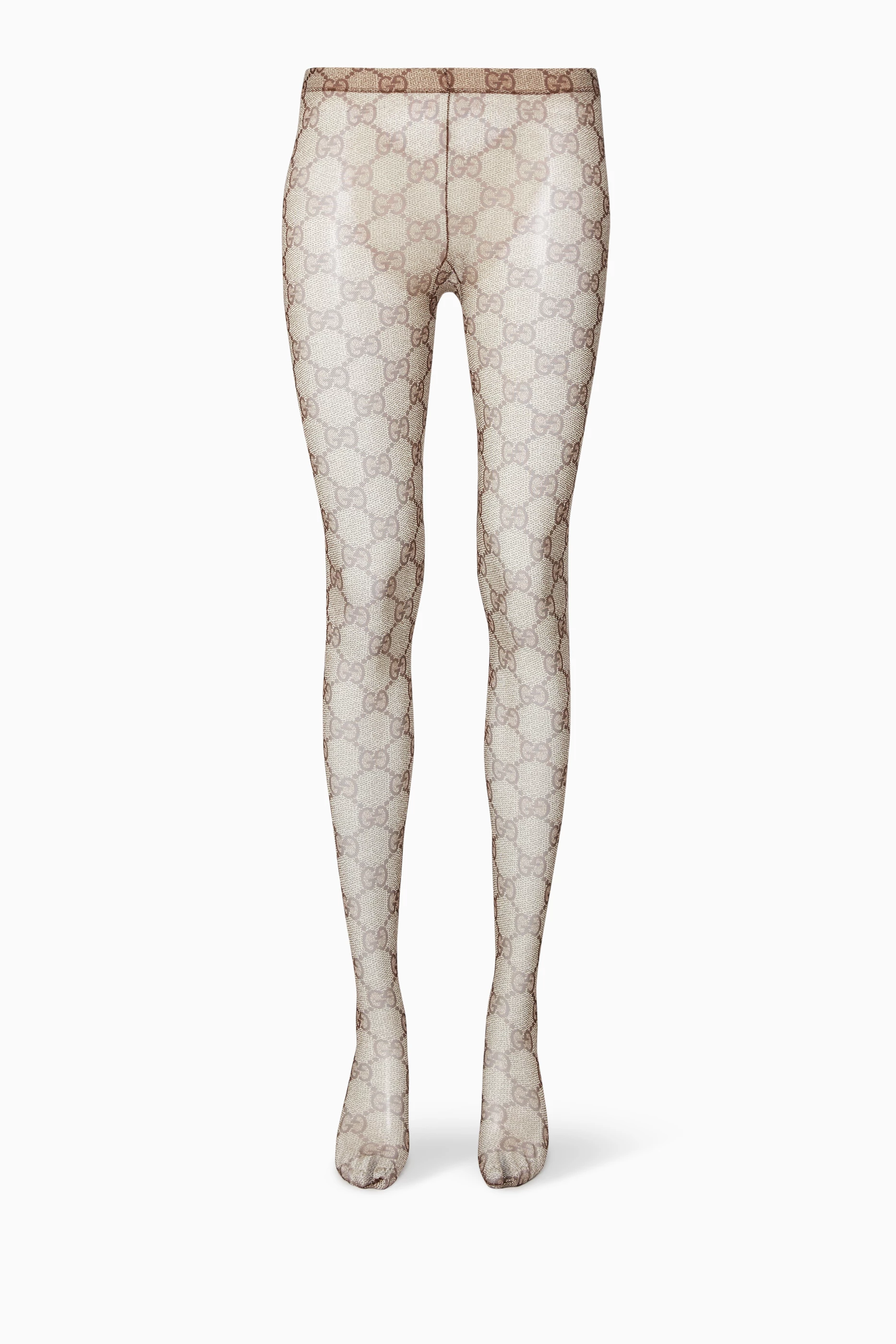 Buy Gucci Neutral GG Pattern Supreme Tights for Women in Qatar