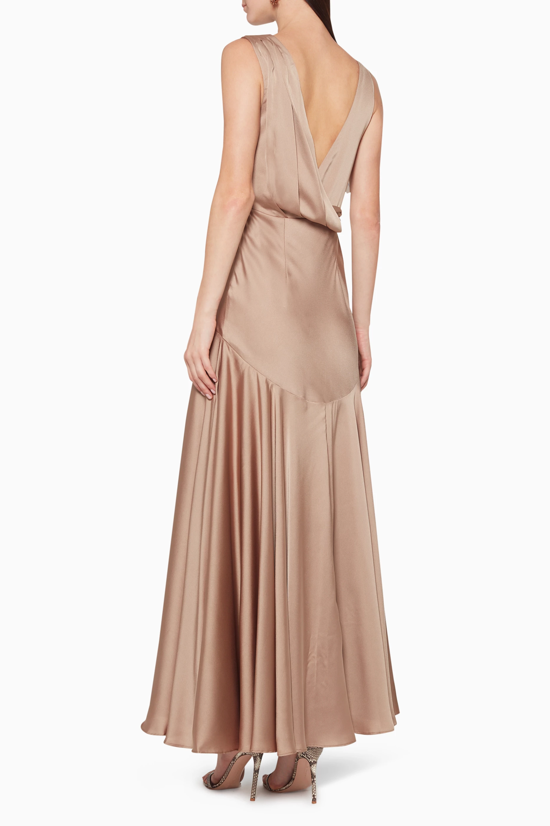 Buy Fame Partners Neutral Escala Maxi Dress for Women in Qatar