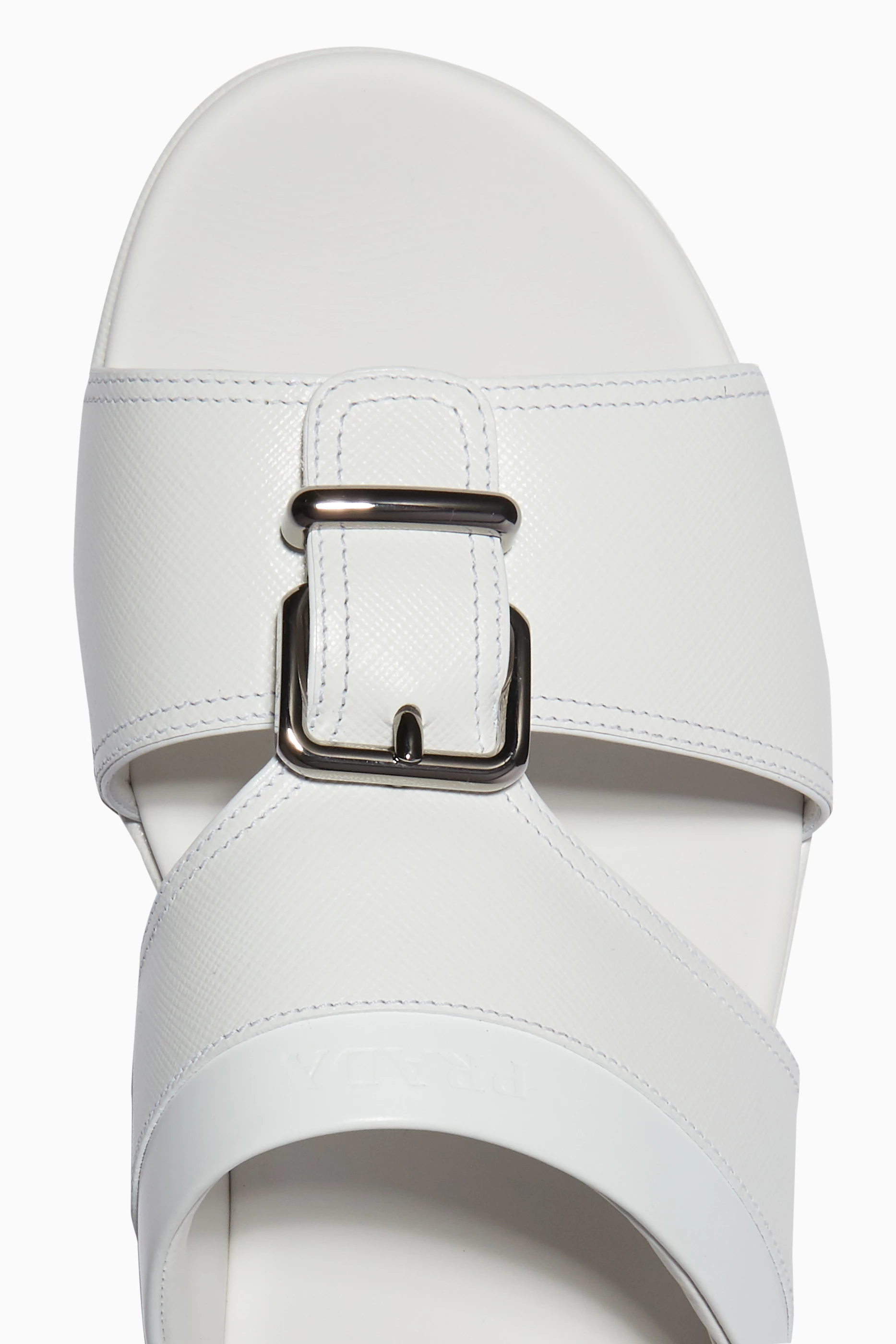 Prada saffiano leather sandals deals