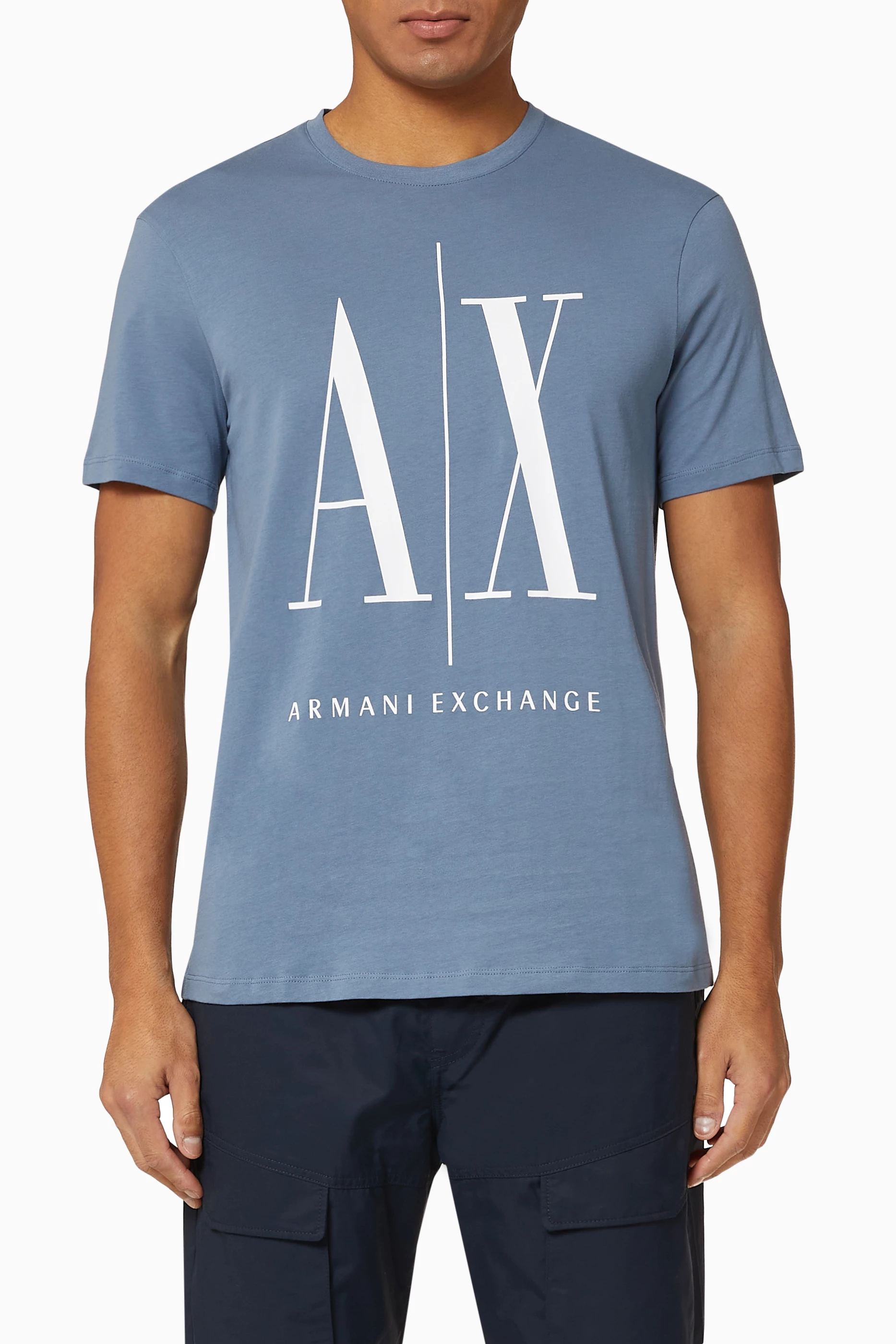 Buy Armani Exchange Blue A X Cotton Crewneck T Shirt for Men in
