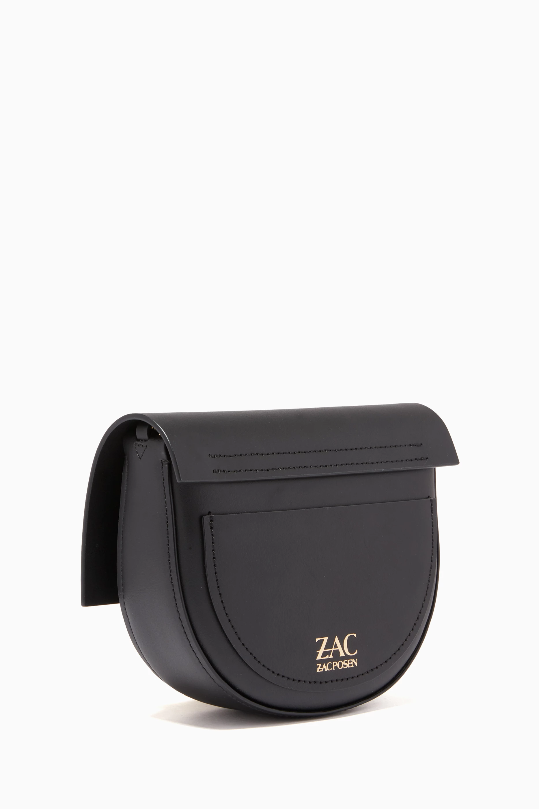 Buy ZAC Zac Posen Black Belay Mini Saddle Crossbody Bag in Leather