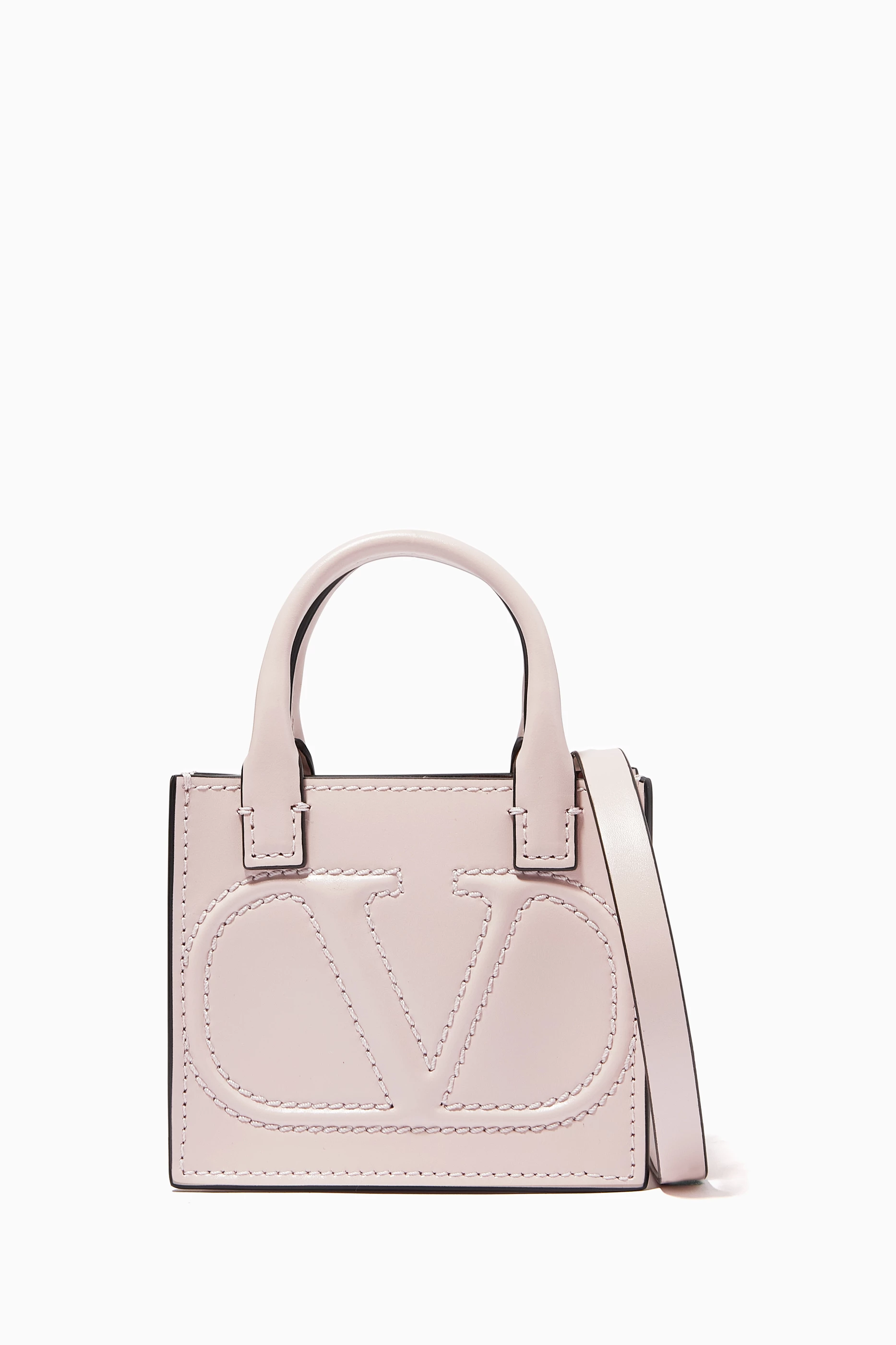 Pink valentino garavani mini vlogo walk tote clearance