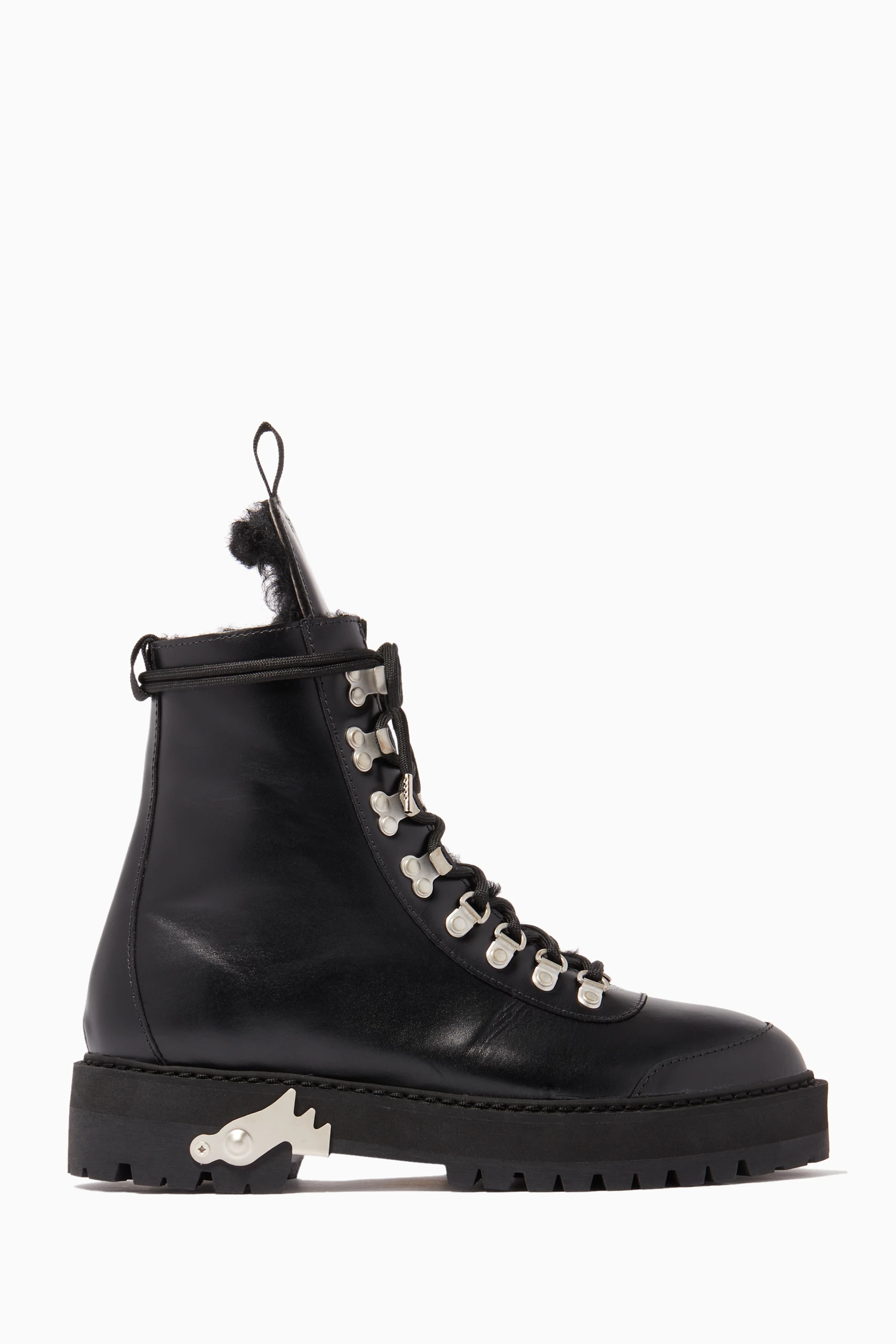 Off white top black hiking boots