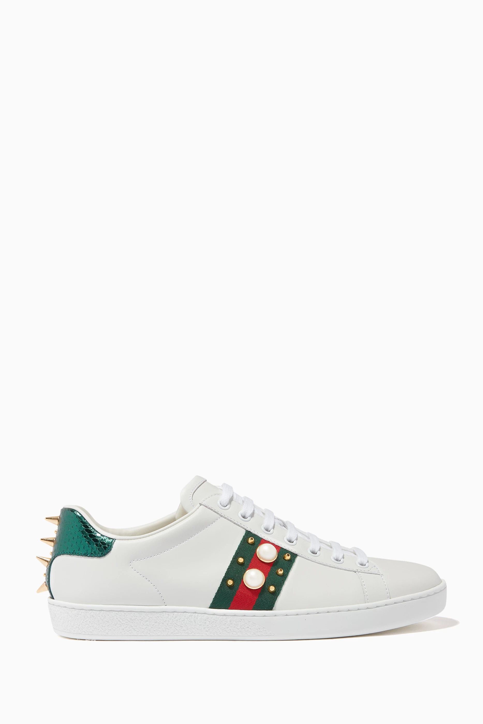 gucci stud web leather sneakers