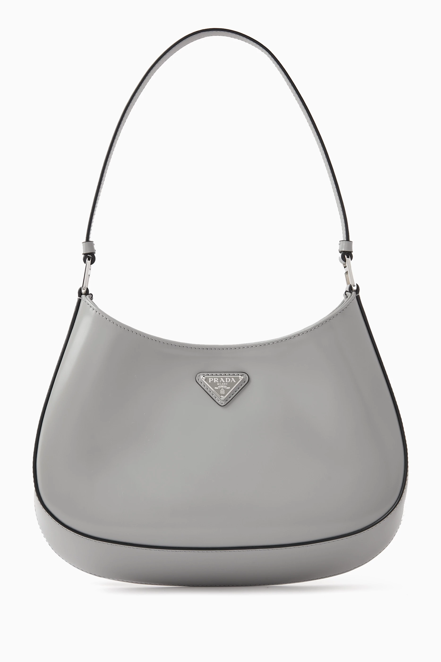 Buy Prada Grey Cleo Shoulder Bag in Brushed Leather for Women in