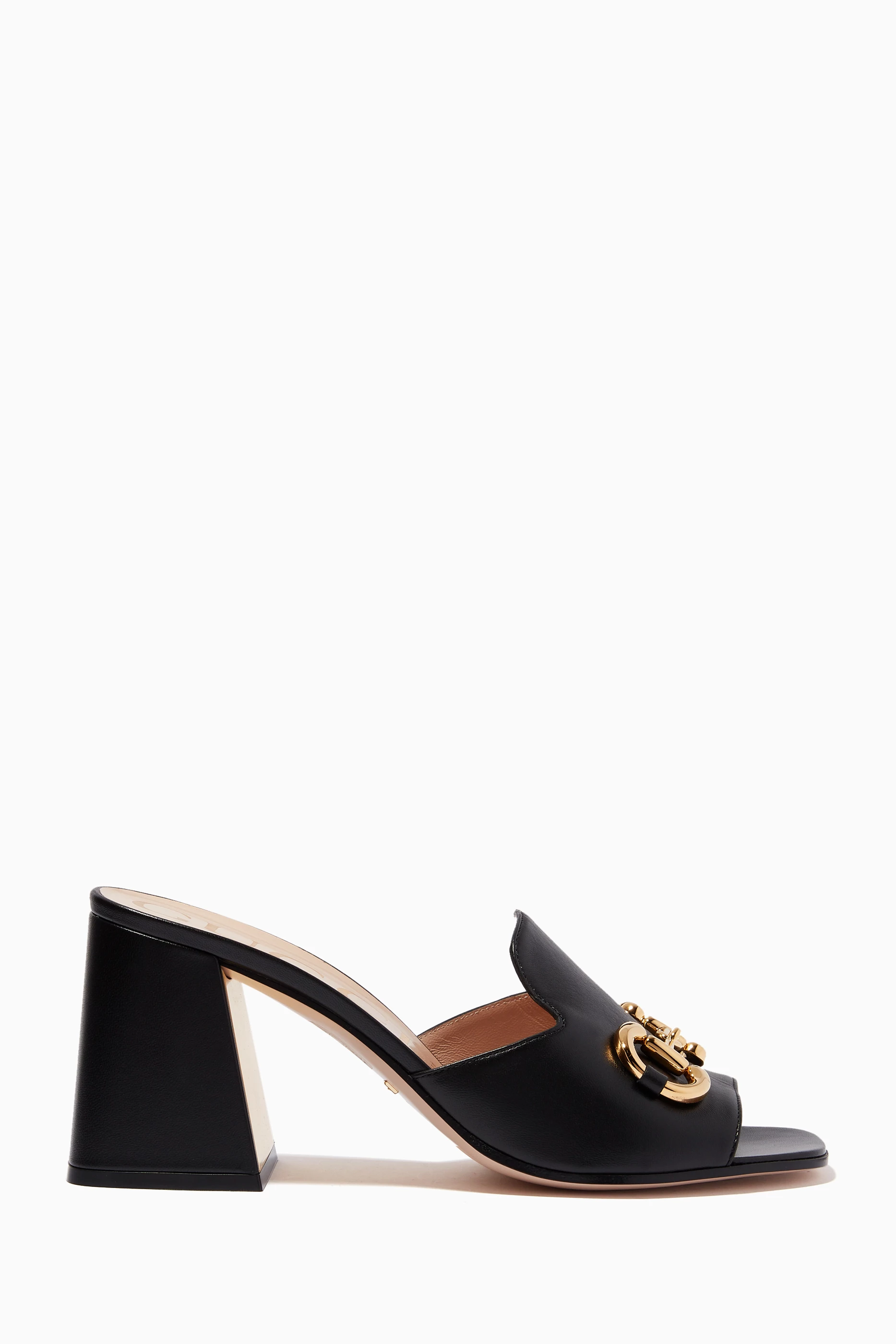 Buy Gucci Black Horsebit Slide Sandals in Leather for Women in