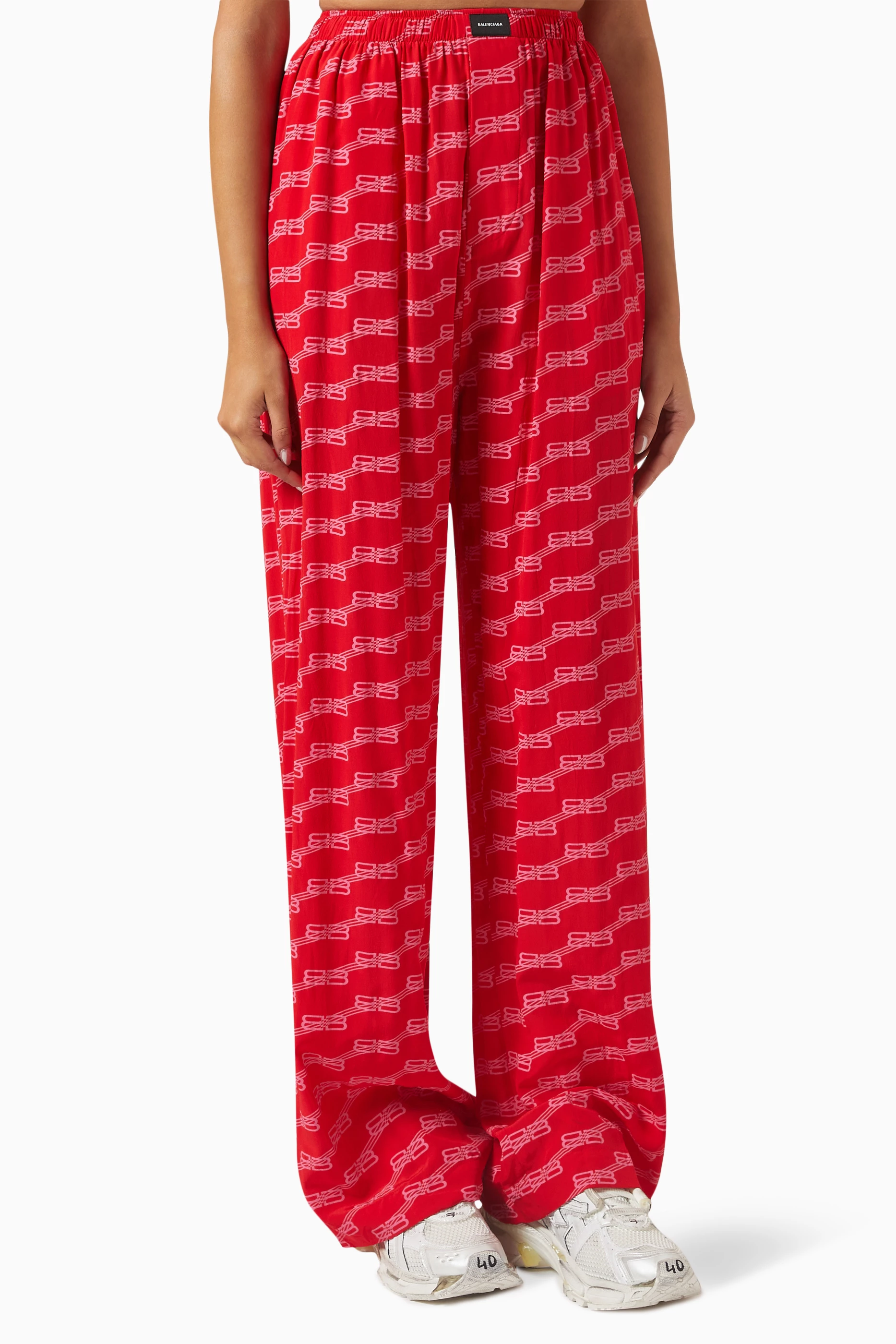 Buy Balenciaga Red Pyjama Pants in BB Monogram for Women in Qatar