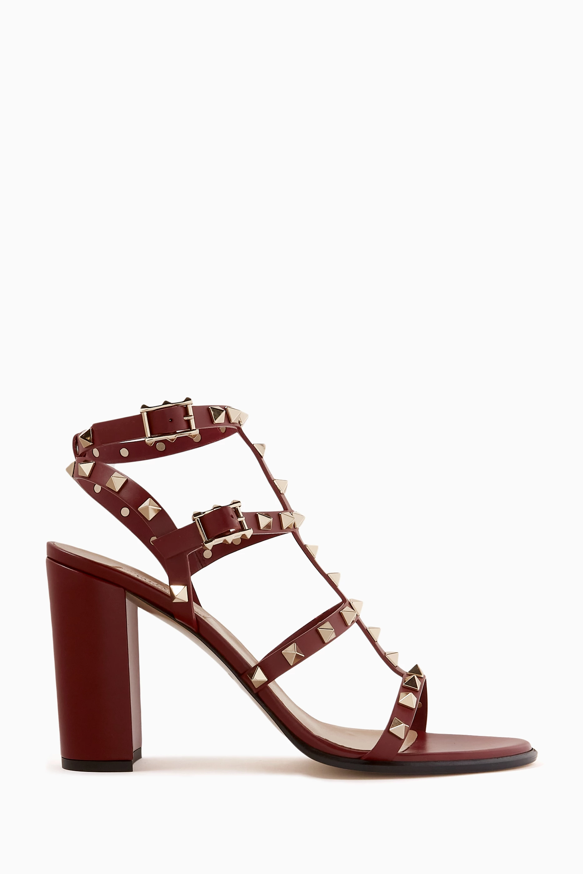 Valentino rockstud 90 leather heeled sandals clearance