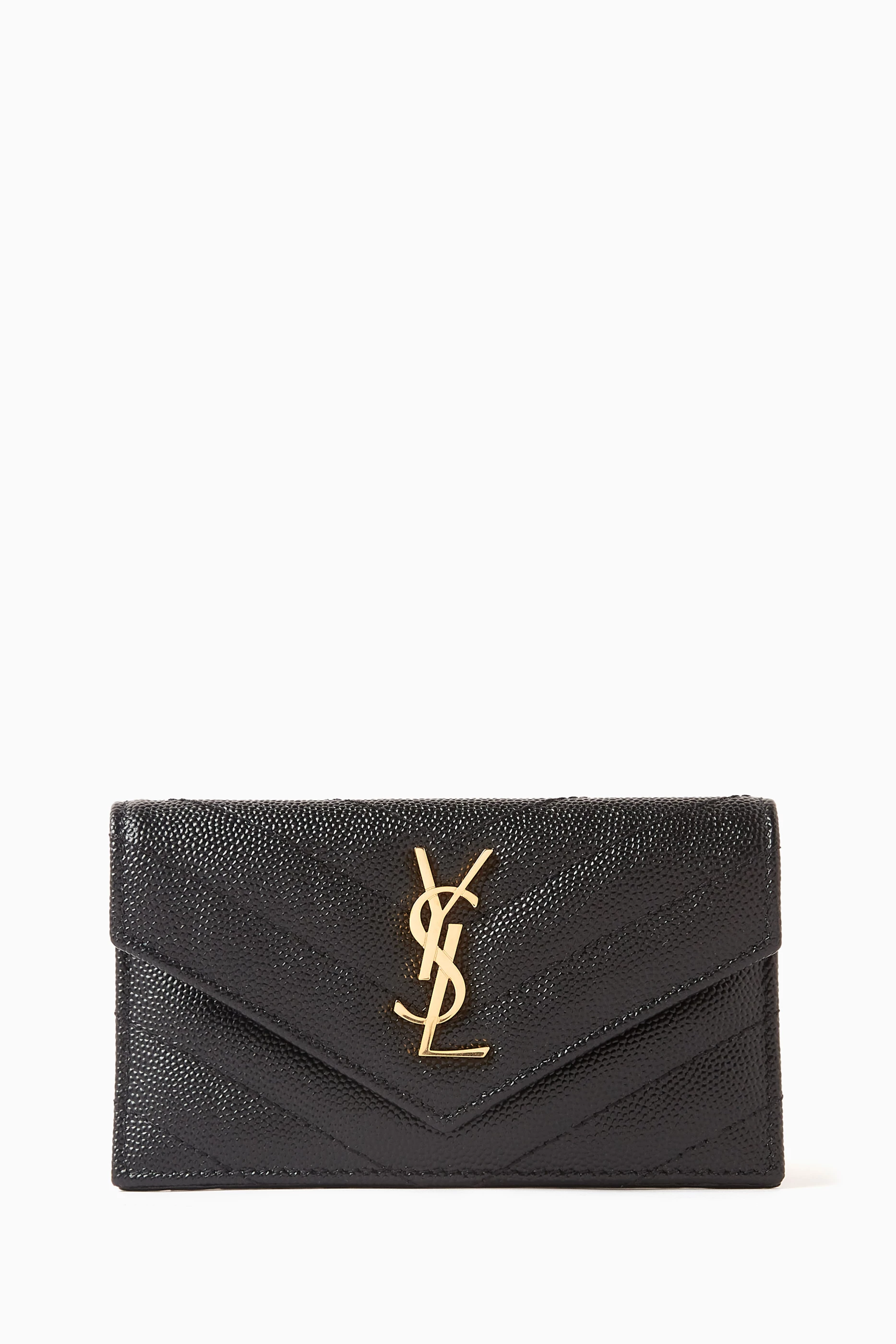 Buy SAINT LAURENT Black Cassandre Matelass Fragments Flap Card