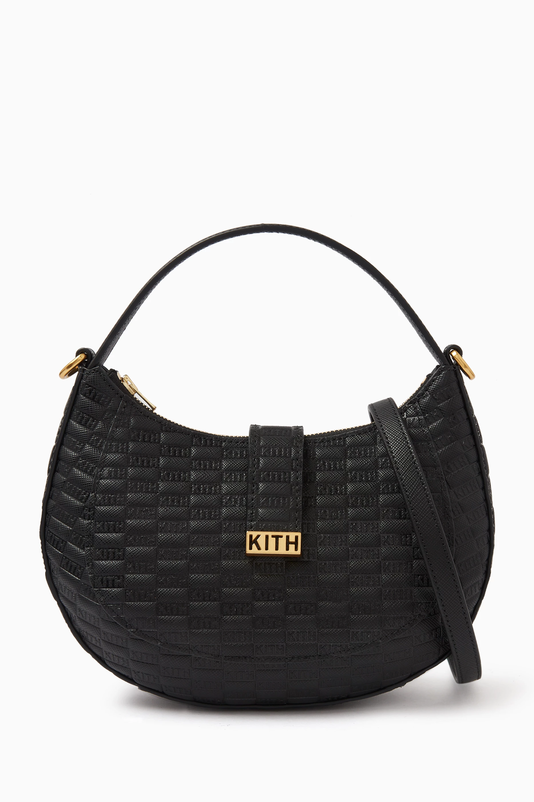 Buy Kith Black Mini Monogram Saddle Bag in Saffiano Leather ...