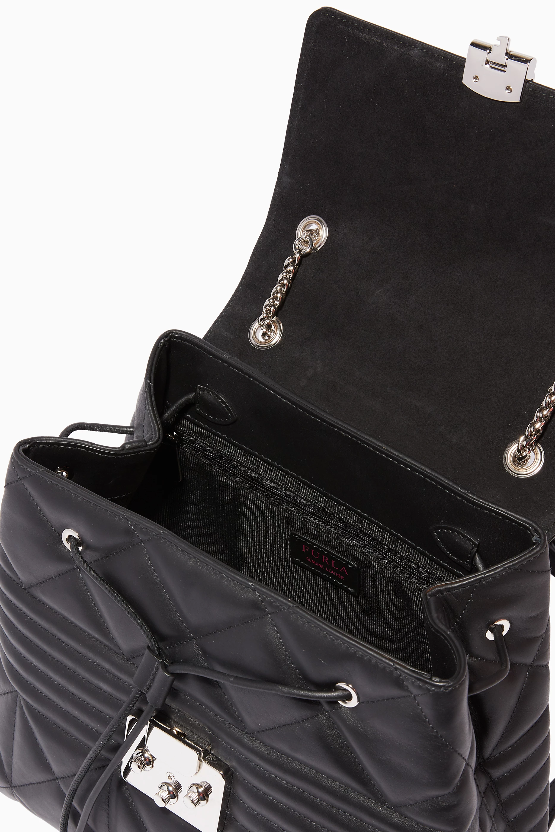 Buy Furla Black Onyx Fortuna Quilted Backpack For Women Online Ounass Qatar