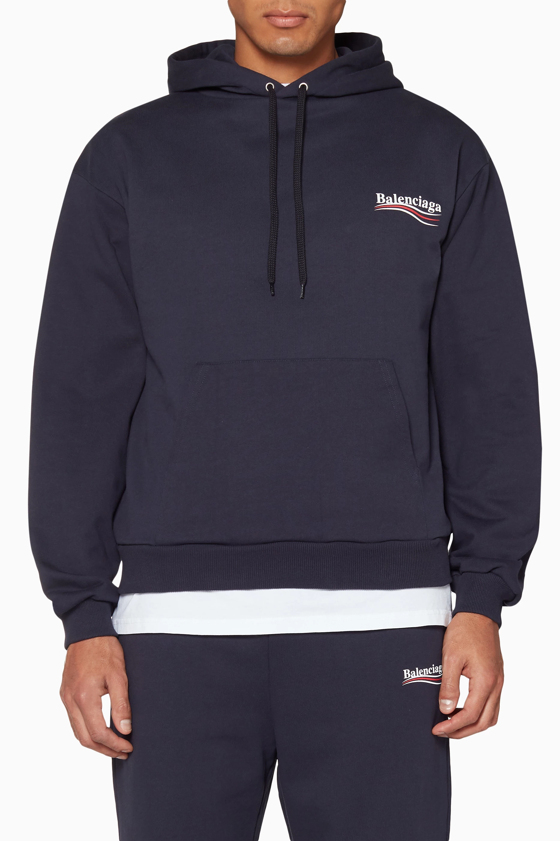 Buy Balenciaga Blue Navy Political Logo Hoodie For Men Online Ounass Qatar