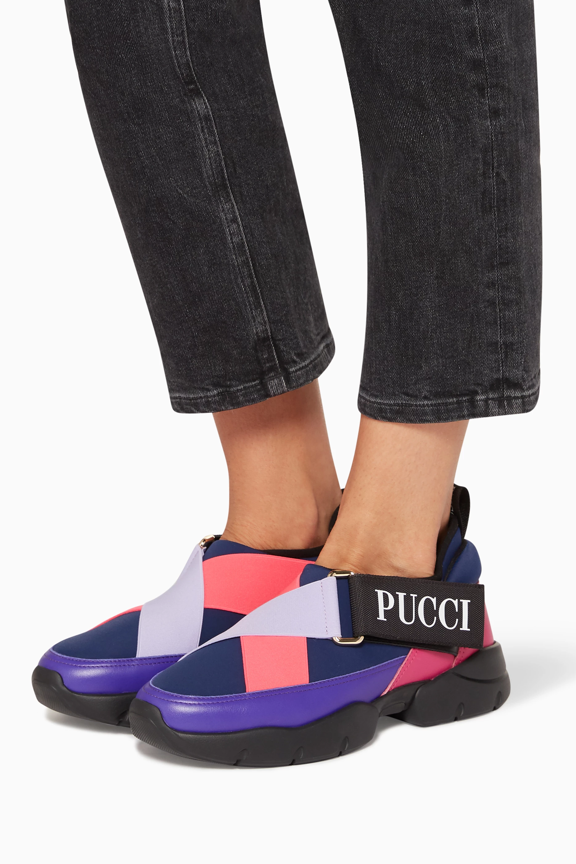 Buy Emilio Pucci Pink City Cross Neoprene Leather Sneakers For Women Online Ounass Qatar