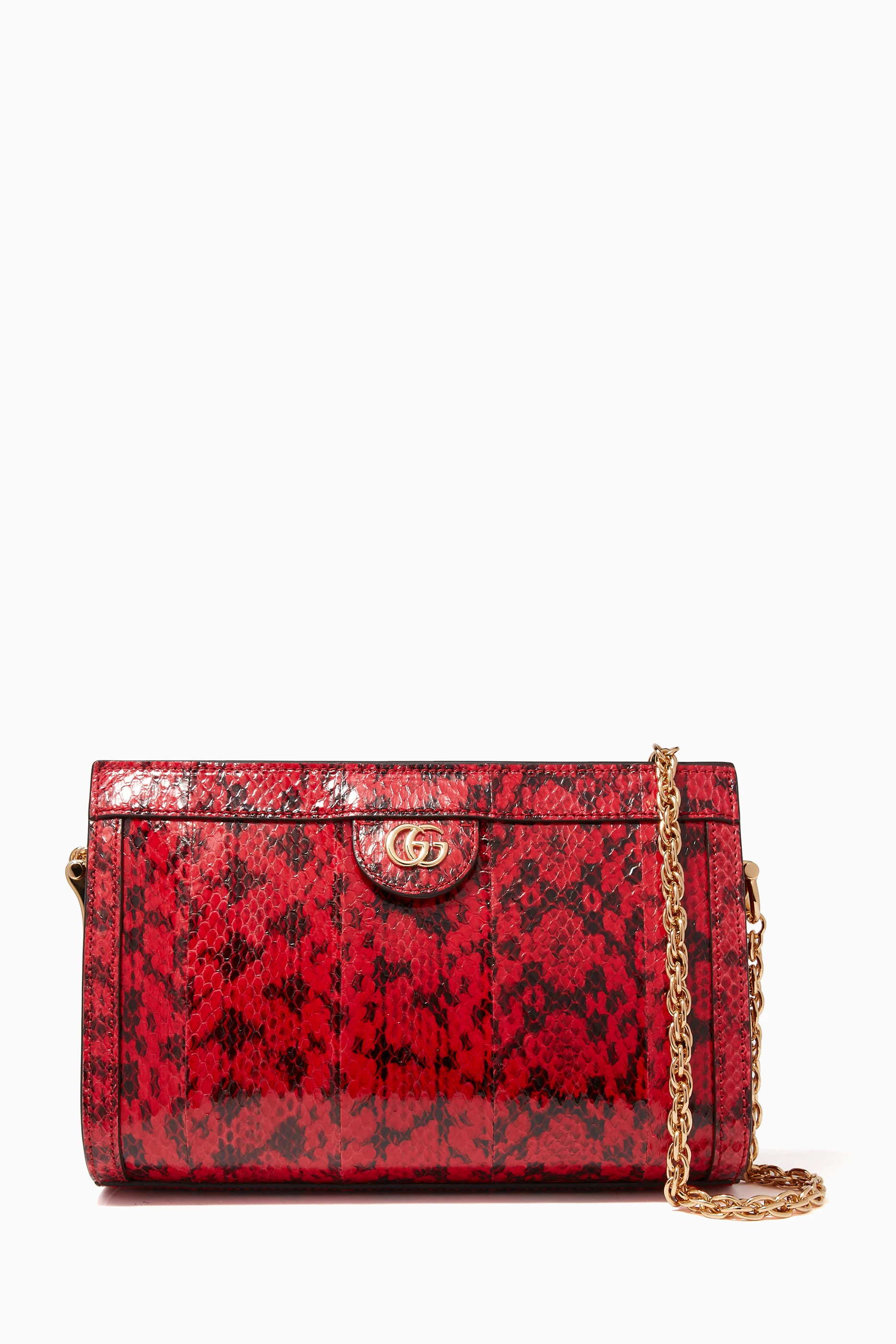 Buy Gucci Red Small Snakeskin Ophidia Shoulder Bag For Women Online Ounass Qatar