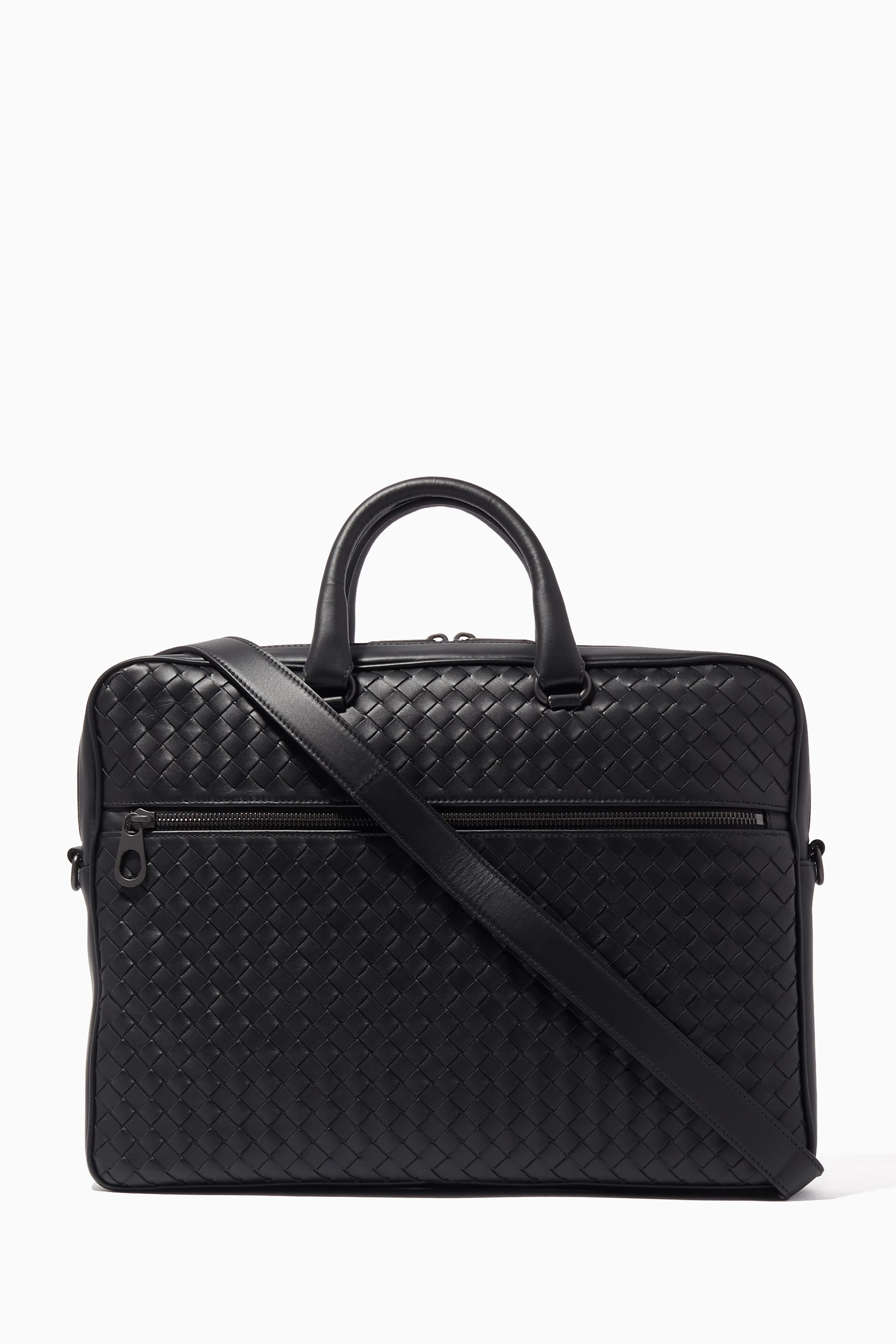 Buy Bottega Veneta Black Intrecciato Leather Briefcase For Men