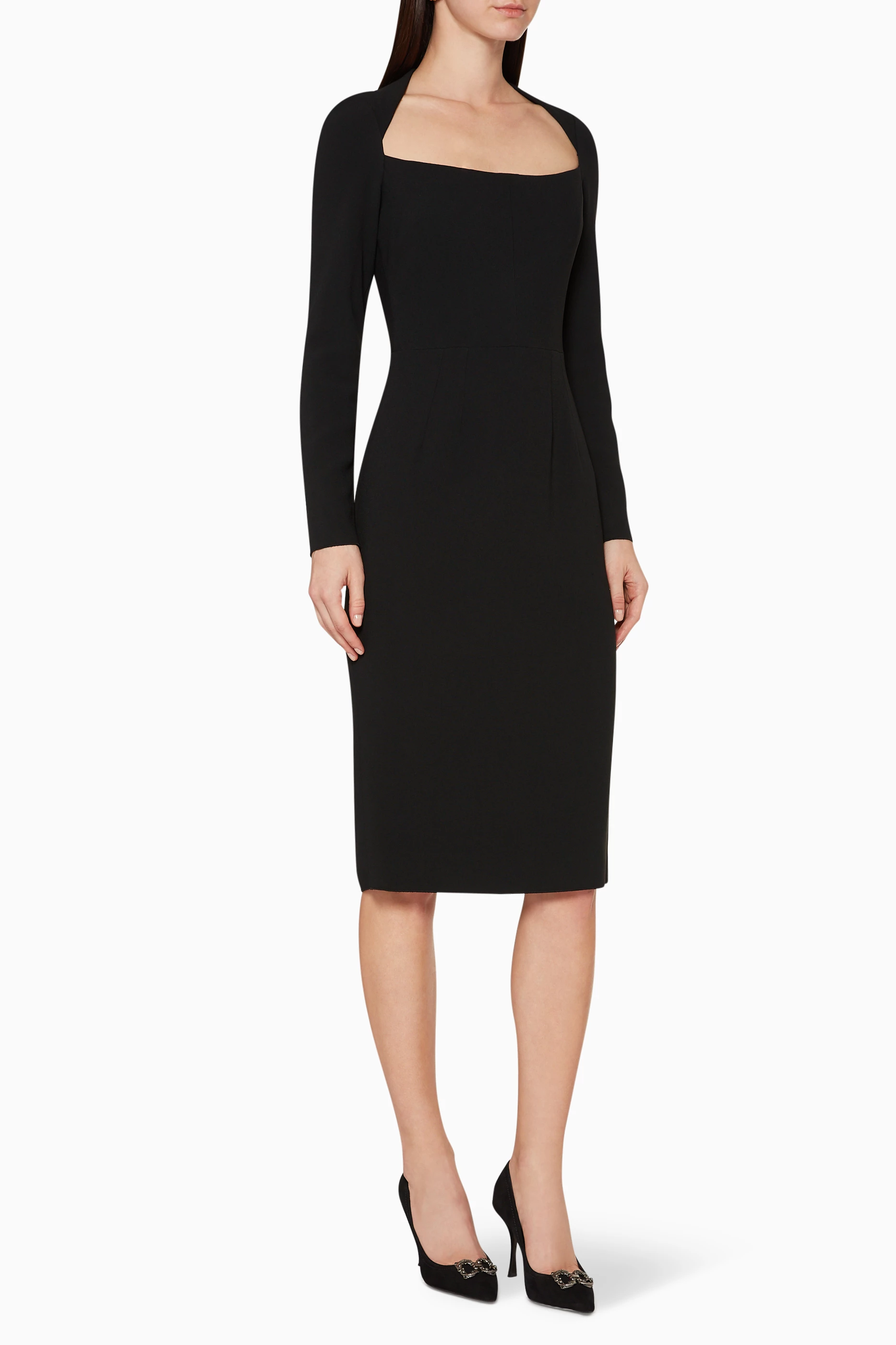 Buy Dolce & Gabbana Black Long Sleeved Midi Dress For Women Online | Ounass  Qatar
