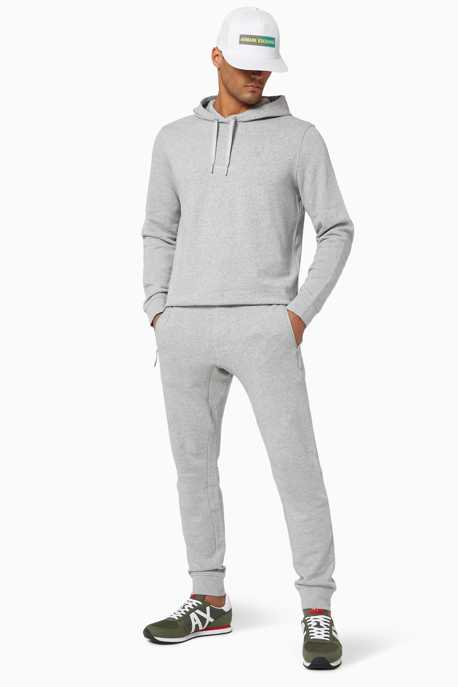 Buy Armani Exchange Grey Logo Cotton Sweatpants For Men Online Ounass Qatar