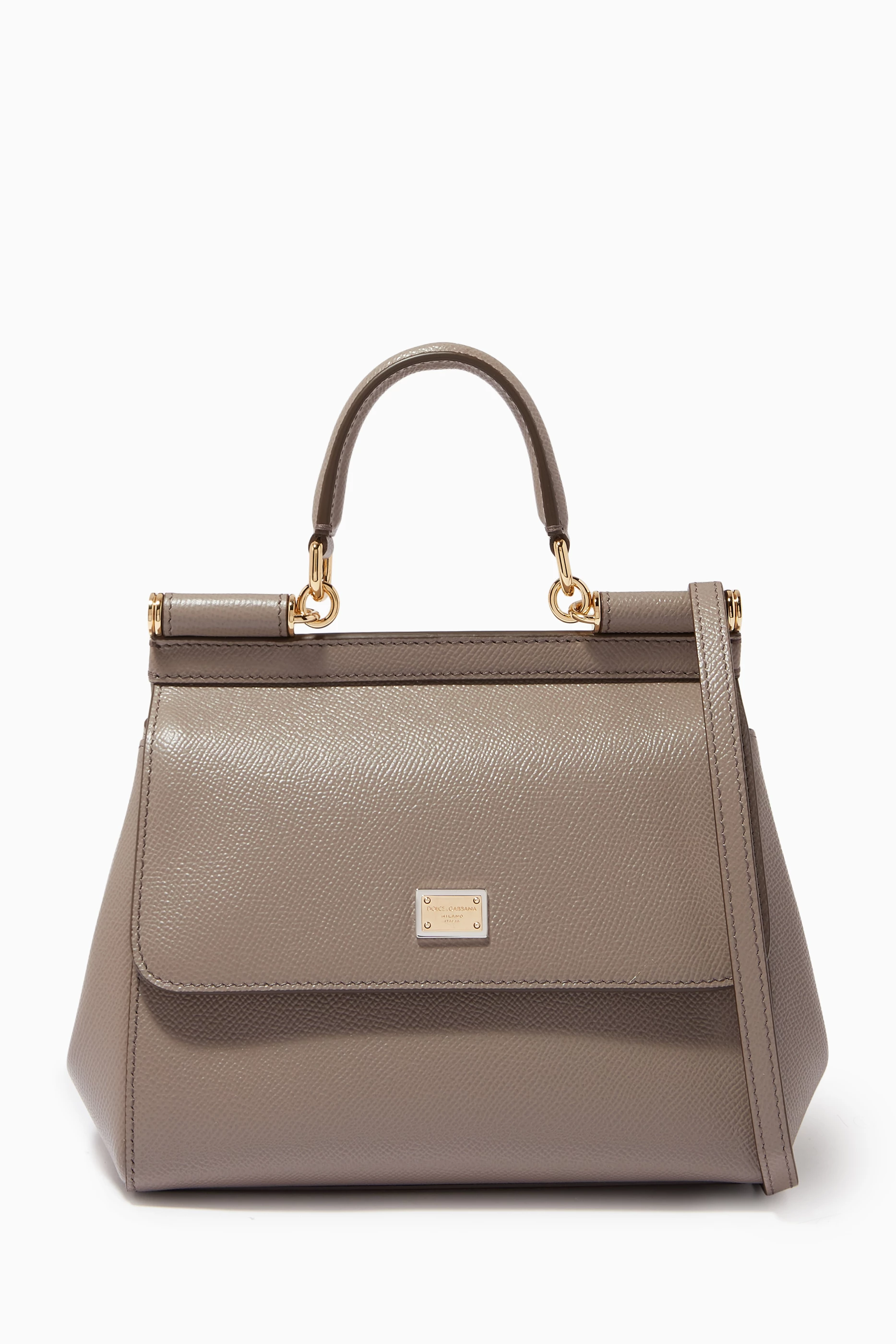 Buy Dolce & Gabbana Neutral Small Sicily Bag in Dauphine Leather 
