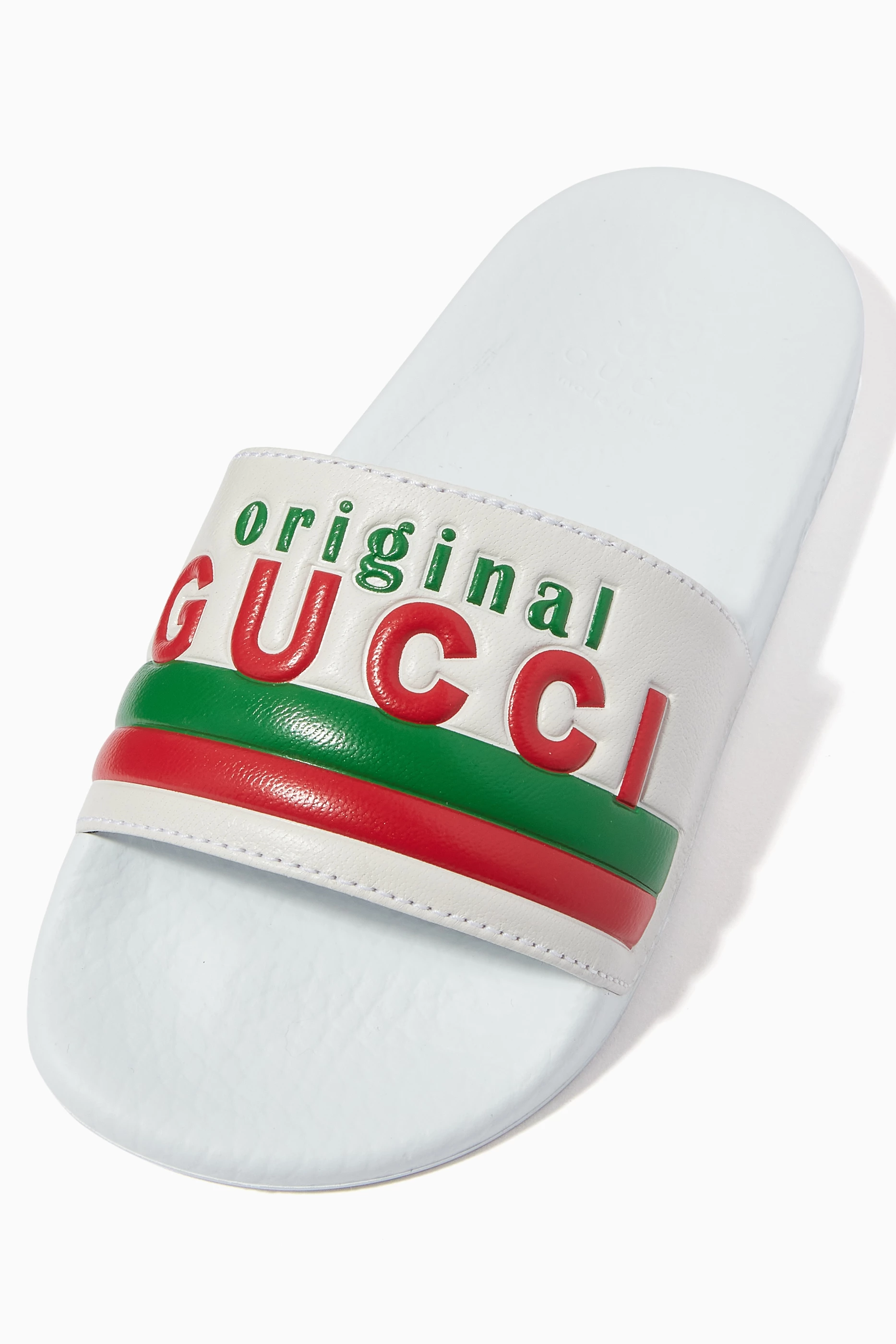 Buy Gucci White Original Gucci Slides in Leather For Boys Online Ounass Qatar