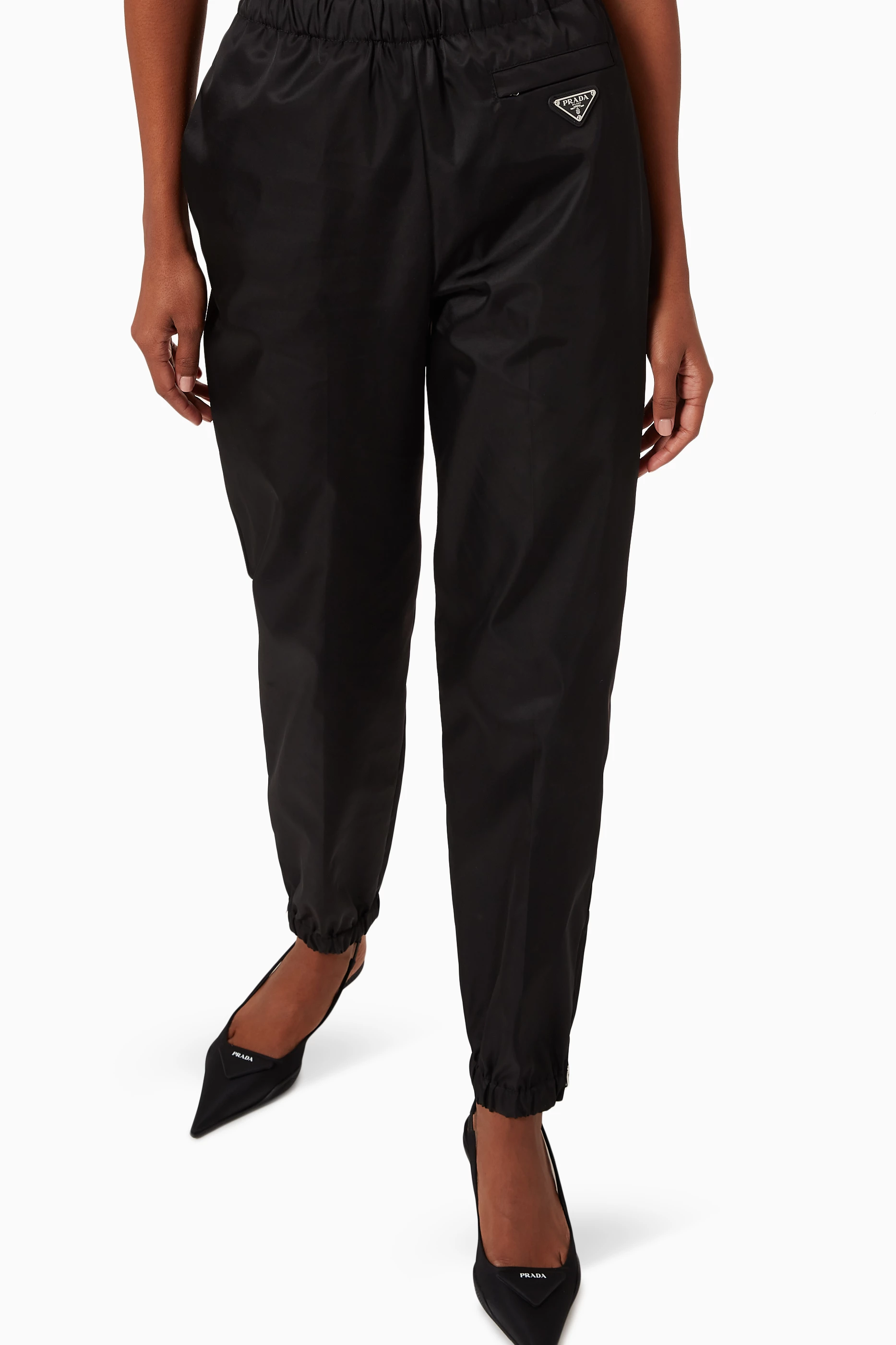 Buy Prada Black Triangle Logo Re Nylon Gabardine Pants For Women Online Ounass Qatar
