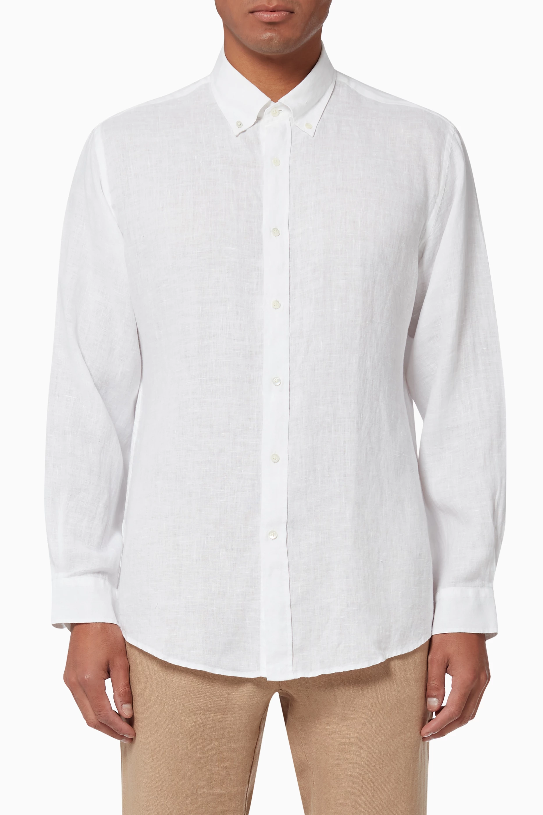 Buy Bluemint White Martin Shirt in French Linen For Men Online Ounass Qatar